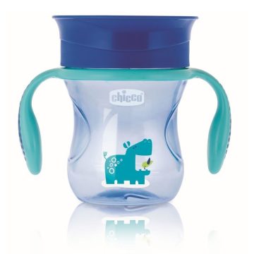   Chicco Perfect 360° itatópohár 200 ml - Kék/Zöld Víziló