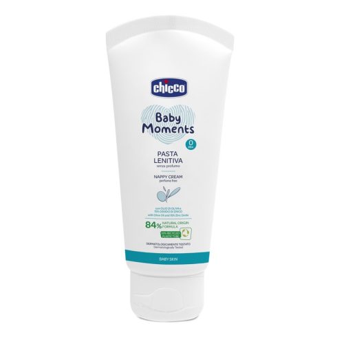 Chicco Baby Moments Popsikrém 100 ml - illatmentes, olíva olajjal és 15% cinkoxiddal